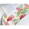 thumbnail image 3 of Tropical Bed Runner, Flamingo Pattern with Exotics Feels Leaves Greenery and Orchids Art, Decorative Accent Bedding Scarf for Hotels Homes & Guest Rooms, Twin, Dark Pink Jade Green Rose, by Ambesonne, 3 of 3