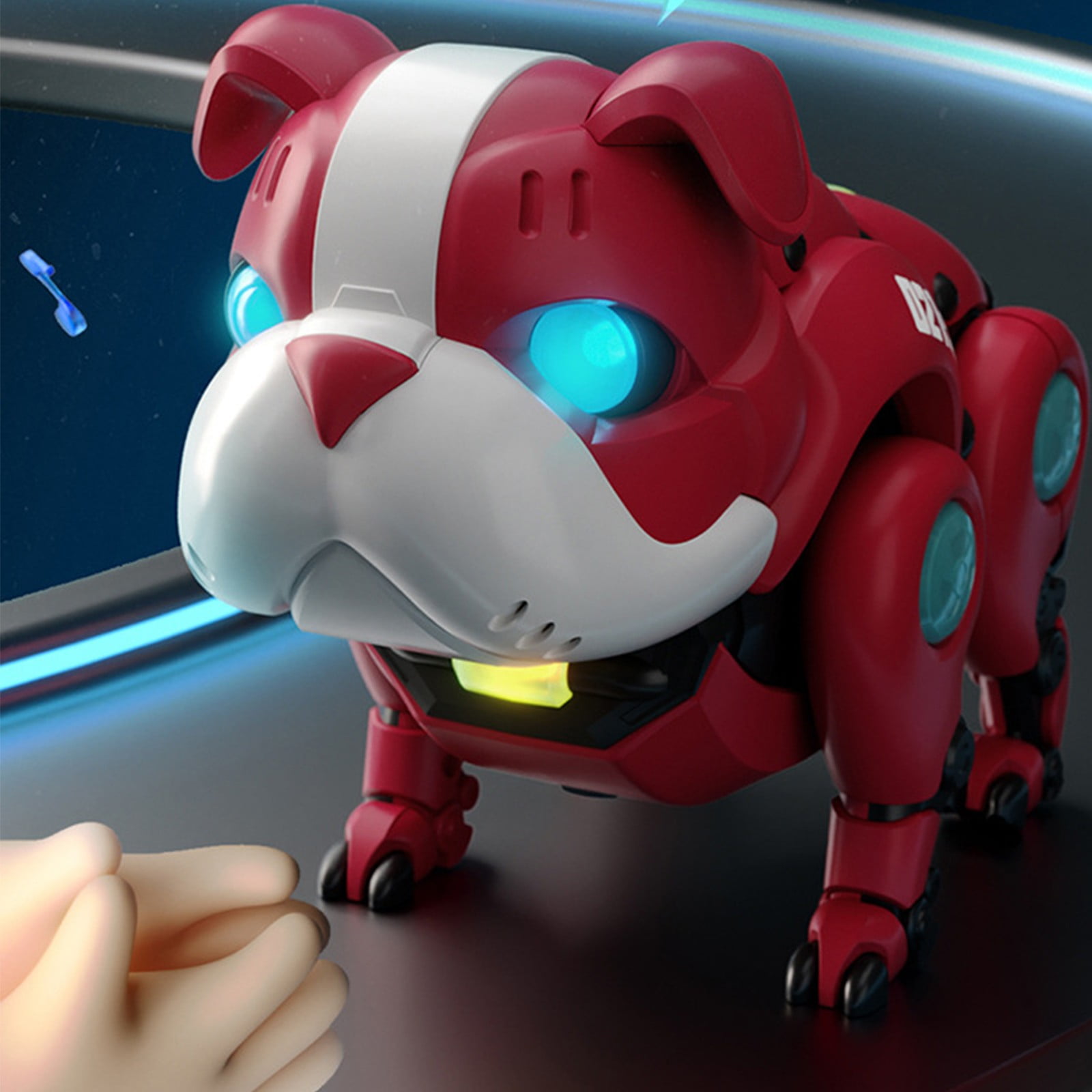 Weloille Violent Dog, Robot Dog, Children's Intelligent Pet Dog, Voice Control, Music, Lighting, Mechanical Dog Toys, Toys For Boys And Girls, Birthday Gifts (Red, 7.9x3.9x5.1inch)