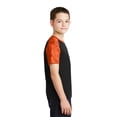 thumbnail image 3 of Sport Tek Teen Unisex Regular CamoHex Colorblock T-Shirt Black/Neon Org Medium, 3 of 6