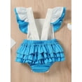 thumbnail image 3 of TSEXIEFOOFU Baby Infant Girl's Romper, Flying Sleeve Letter Printed Back Strap Ruffle Sweet Style Romper, 3 of 9