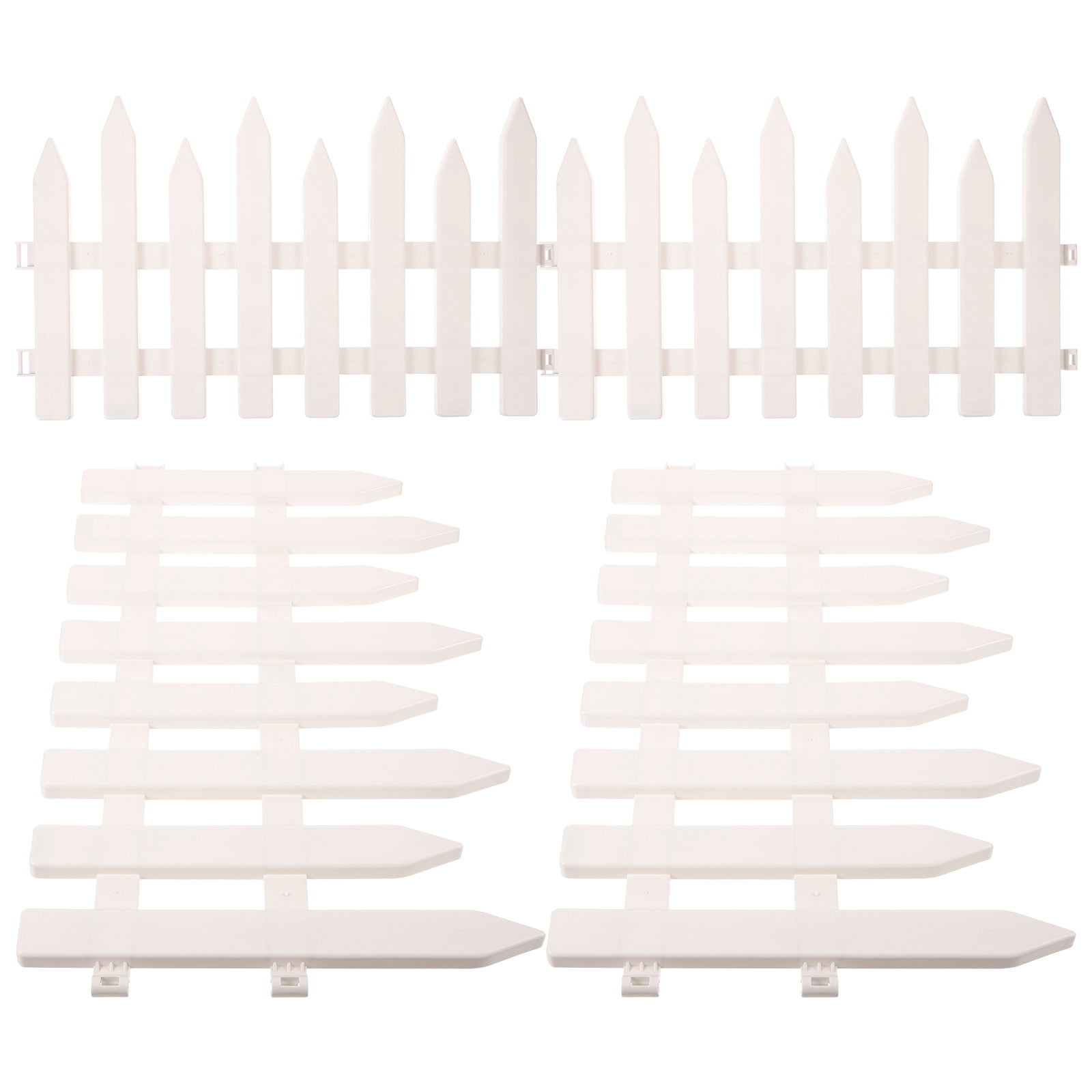 UPOUART 4Pcs Plastic Garden Fence Edging White Pointed Top Decorative Outdoor Decoration 19.65x11.79x0.59in