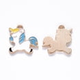 thumbnail image 2 of Alloy Enamel Pendants Unicorn Light golden Deep Sky Blue 18x18x1.5mm Hole: 2mm, 2 of 2