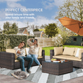 thumbnail image 6 of TANGJEAMER 5 Piece Patio Furniture Set, All Weather Outdoor Sectional PE Rattan, Patio Conversation Sets with Cushions and Glass Coffee Table for Garden Lawn Balcony Porch Deck, Beige, 6 of 7