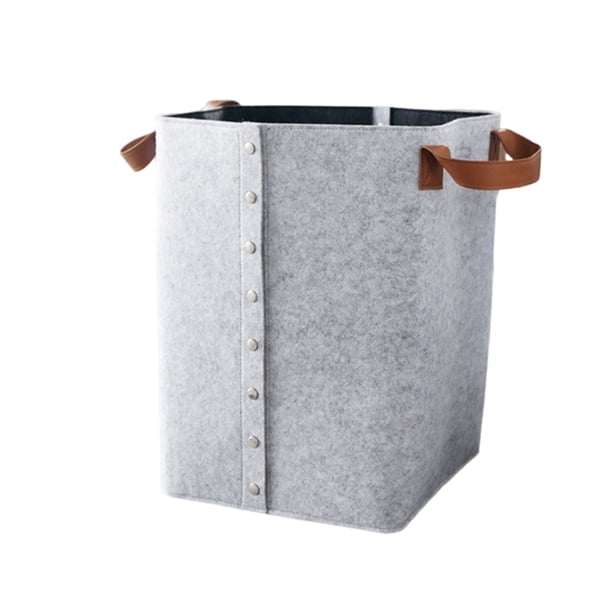 Moyic Cesta de almacenamiento plegable de fieltro, organizador de juguetes y ropa, contenedor de papelería para libros, soporte para Almacenamiento y organización del hogar Gris claro