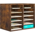 thumbnail image 4 of Wood Desktop Literature Organizer Adjustable File Sorter Mail Center Magazine Holder Paper Storage Cabinet Classroom Keepers Mailbox  Layers and Columns)  Antique, 4 of 6