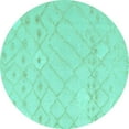 thumbnail image 1 of Ahgly Company Machine Washable Indoor Round Solid Turquoise Blue Modern Area Rugs, 7' Round, 1 of 4