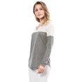 thumbnail image 4 of Camiseta De Manga Larga Con Cuello En V Y Henley Dividida Para Mujer gris S, 4 of 6