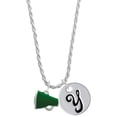 thumbnail image 1 of Delight Jewelry Silvertone Small Green Megaphone Silvertone Script Initial Disc - Y - Charm Necklace, 20"+3", 1 of 4