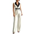 thumbnail image 2 of MLCDZ Two Piece Dressy Sets for Women Collar Sleeveless Top and Wide Leg Loose Straight Pants with Pockets Suits Set Office Work Business Casual Outfits, 2 of 7
