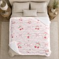 thumbnail image 5 of Pink Bow Red Cherry Watercolor Pattern, Cozy Friendship Quote Scene, Warm Flannel Blanket for Living Room and Reading Nook, Art Lovers Thanksgiving Gift, Playful Home Decor, 5 of 9