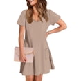 thumbnail image 5 of qolati Summer Dresses for Women 2025 Loose V Neck Short Sleeve Casual T Shirts Sundresses Comfy Soft Pajamas Dress Nightgowns with Pockets, 5 of 7