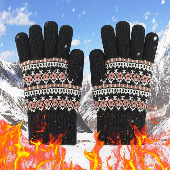 GILIGEGE Winter Gloves for Men Women Touchscreen Texting Warm Gloves Warm Lined Thermal Cold Weather Gloves for Men Screen Gloves Flower Warm Knit Winter Gloves Christmas Stocking Stuffers for Women