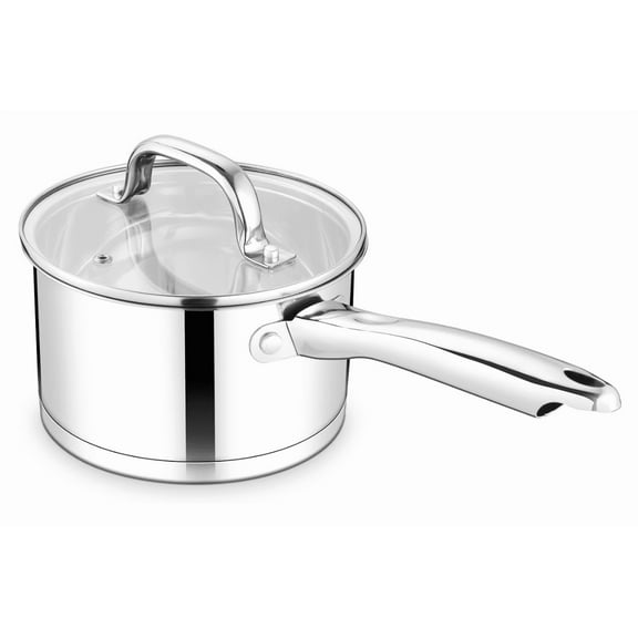 Vesteel 2QT Saucepan with Lid, Stainless Steel Small Sauce Pan, Tri-ply Composite Bottom, Heavy Duty Induction Cooking Pot for Warming Milk, Making Pasta, Boiling Soup, Dishwasher Safe