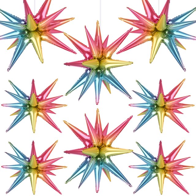 Set de 8 globos estrella arcoíris Wrbin de 27" y 22"