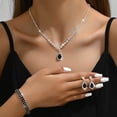 thumbnail image 5 of Faty-T Rhinestone Bridal Wedding Jewelry Set Silver Necklace Earrings Bracelet Sets Formal Prom Costume Jewelry Sets for Women, 5 of 10