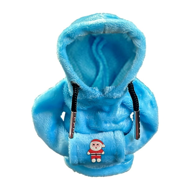 Funda para pomo de cambio de coche, antideslizante, con capucha, para Navidad Papá Noel azul