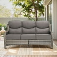 thumbnail image 6 of Planntonneo Patio Sofa All-Weather Wicker Deep Seating Outdoor Couch with 6-inch Cushions, Grey/Grey, 6 of 6