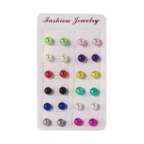 12 Pairs Assorted Multiple Stud Earrings Set for Women Round Ball Earring Set - Multicolor