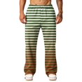 thumbnail image 5 of LTTVQM Mens Loose Fit Stripe Trousers Casual Daily Horizontal Striped Multi Utility Side Pockets Elastic Waistband Summer Beach Full Length Trousers Yellow XL, 5 of 7