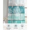 thumbnail image 6 of Teal Coastal Beach Sheer Curtains 63 Inch Length 2 Panels Set for Living Room/Bedroom, Nautical Starfish Coral Vintage Wooden Kitchen Curtains Grommet Semi-Sheer Curtains Window Treatments 42"x63"x2, 6 of 7