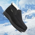 thumbnail image 5 of Snow Boots for Men Canvas Warm Furry Lined Low Top Slip on Non Slip Winter Walking Sneakers Loafers, 5 of 8