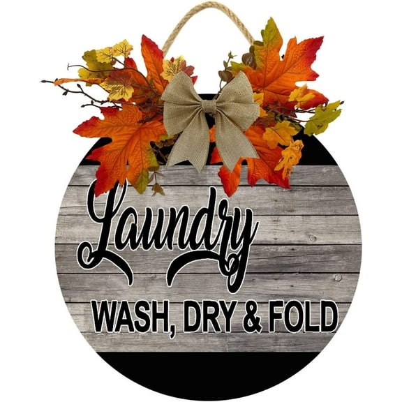 Eveokoki 12" Laundry Wash Dry And Fold Sign,Laundry Room Decor Laundry Room Wooden Sign Funny Sign Wall Plaque Rustic Farmhouse Laundry Wall Decor Vintage Bathroom