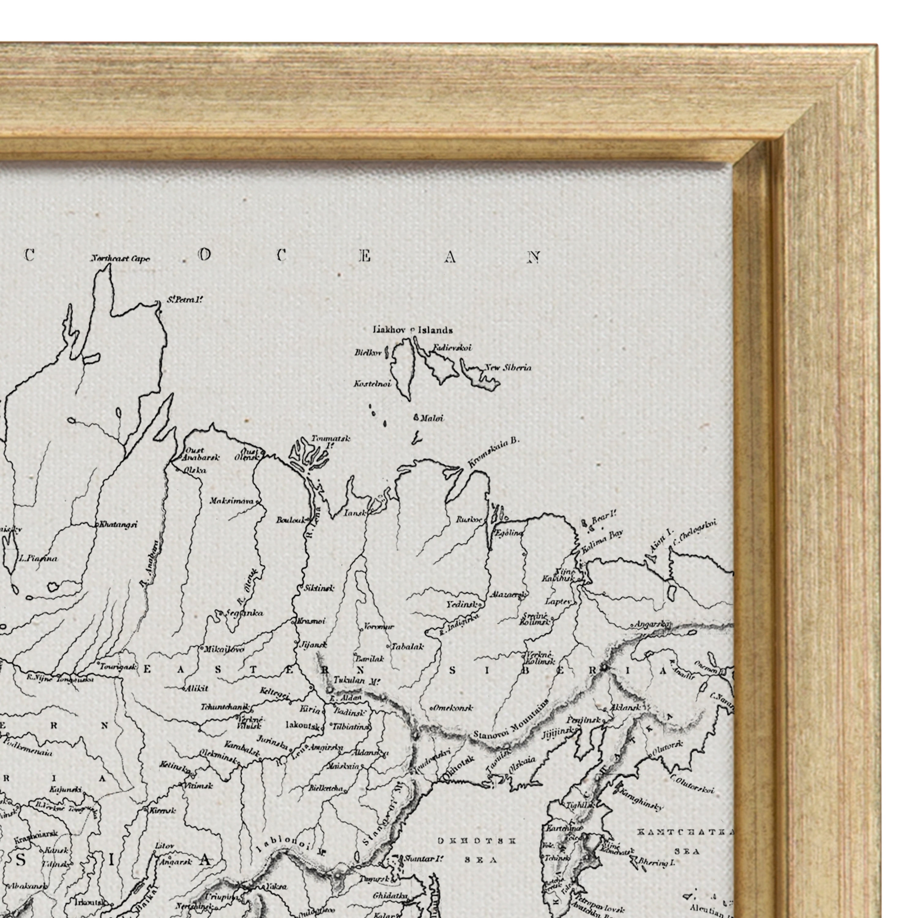 Kate and Laurel Sylvie Black and White Modern Retro World Map Framed Canvas Wall Art Set by The Creative Bunch Studio, 2 Piece 18x24 Gold, Vintage Map Art for Wall
