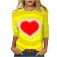 thumbnail image 3 of DDAPJ pyju Valentines Shirts for Women, 3/4 Sleeve Shirts Cute Valentine's Day Print Tees Blouses Casual Plus Size Basic Tops Prime Sales Multicolor XXXXXL, 3 of 6