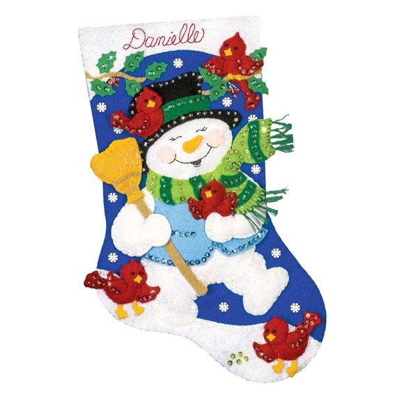 Design Works kit d'Applique en Feutre Bas - Bonhomme de Neige avec Cardinaux