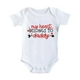 thumbnail image 3 of Baby Girl Valentines Day Clothes Romper Letter Print Cotton Short Sleeve Jumpsuit Bodysuit Bubble Shirt Romper Outfit Layette Set Spring Summer Festival Clothes for Kids 3-6 Months, 3 of 5