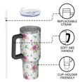 thumbnail image 4 of 40oz Pioneer Flower Floral Print Pattern Insulated Tumbler with Handle, BPA-Free Leak Proof Lid and Straws, Double Wall Vacuum, Hot 12h/Cold 34h, 4 of 6