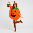 thumbnail image 2 of LEKWK Clearance Pumpkin Costume Adult Halloween Costume with Hat Basket Glasses Earrings and Striped Thigh‑High Socks Cosplay Theme Party Dress up, 2 of 8