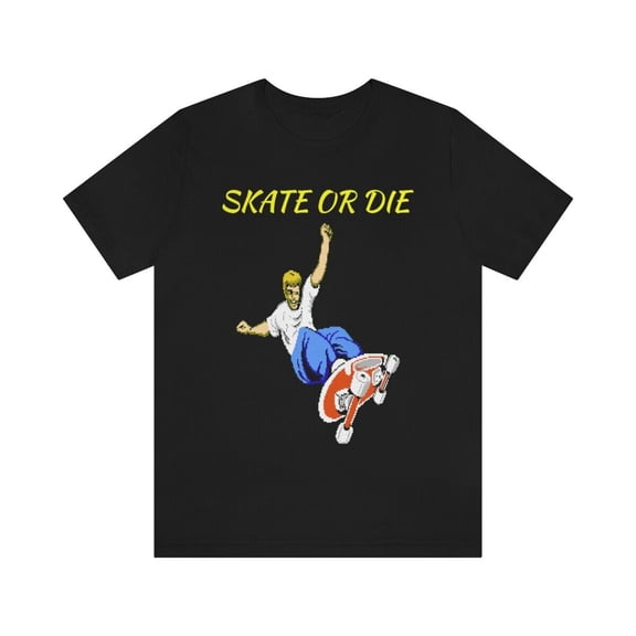 Reprint Rare Skate or Die NES Retro Style 90's Video Game Pixel Art Unisex T Shirt with Logo