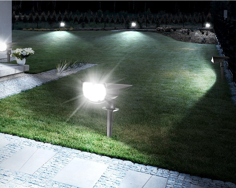 6-Pack Solar Motion Sensor Spot Lights Outdoor, IP68 Waterproof 40,000+ Hrs LED Landscape Lighting with 3 Modes for Yard, Garden