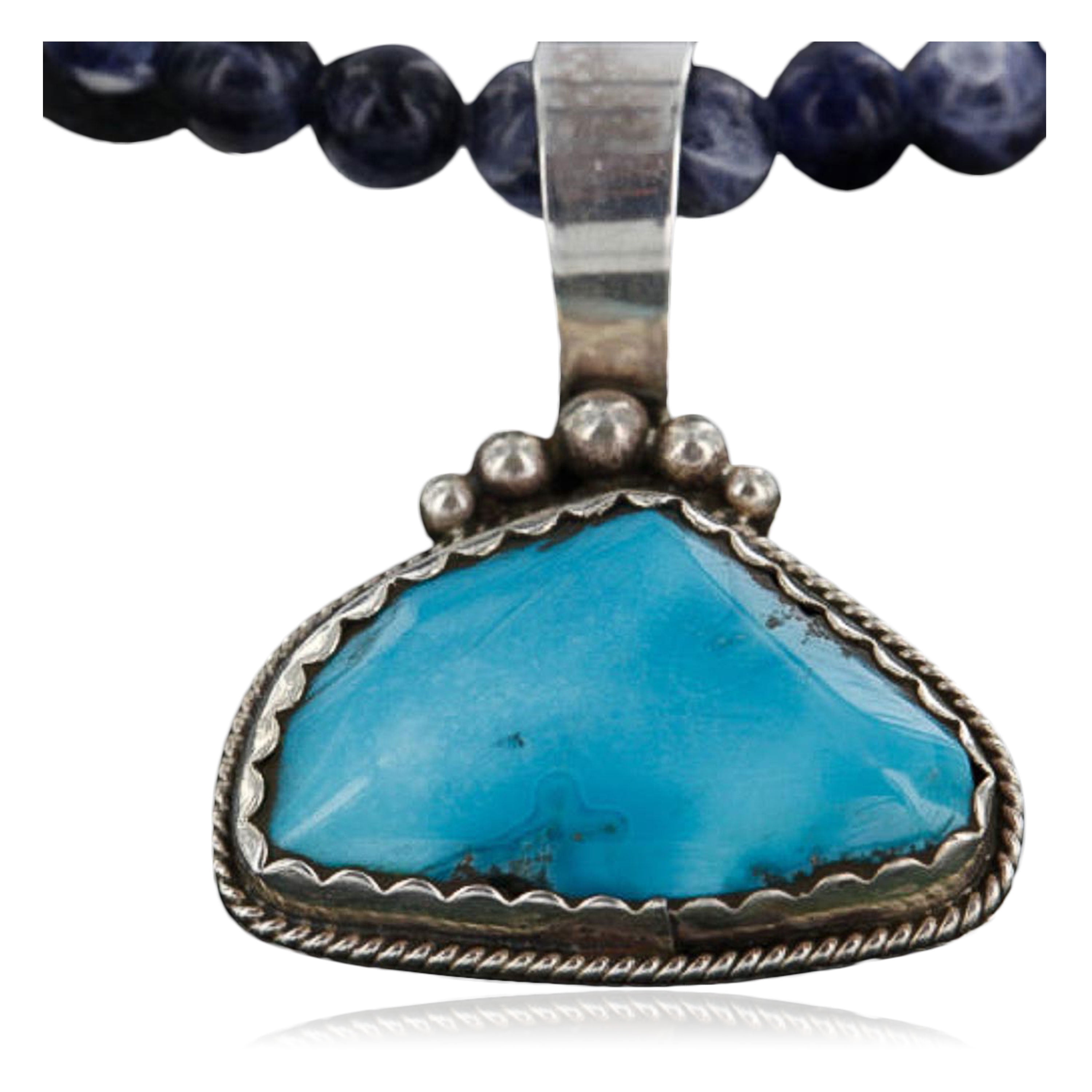 Chain Pendant Necklace Handmade 925 Sterling Silver Turquoise Iolite Gift Jewelry for Women