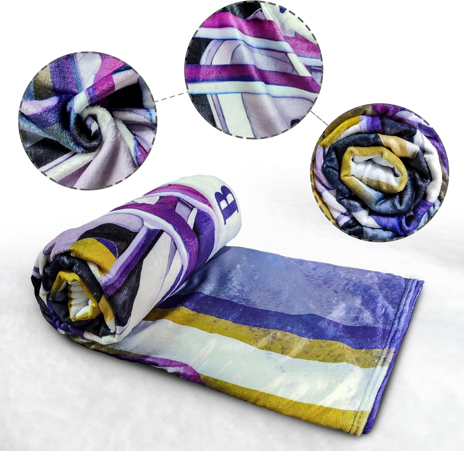 Baltimore Football Blanket Classic Sherpa Double Layer Fabric Warm Blankets, Soft Flannel Throw Blankets for Football Fans Gifts 60" X 50"