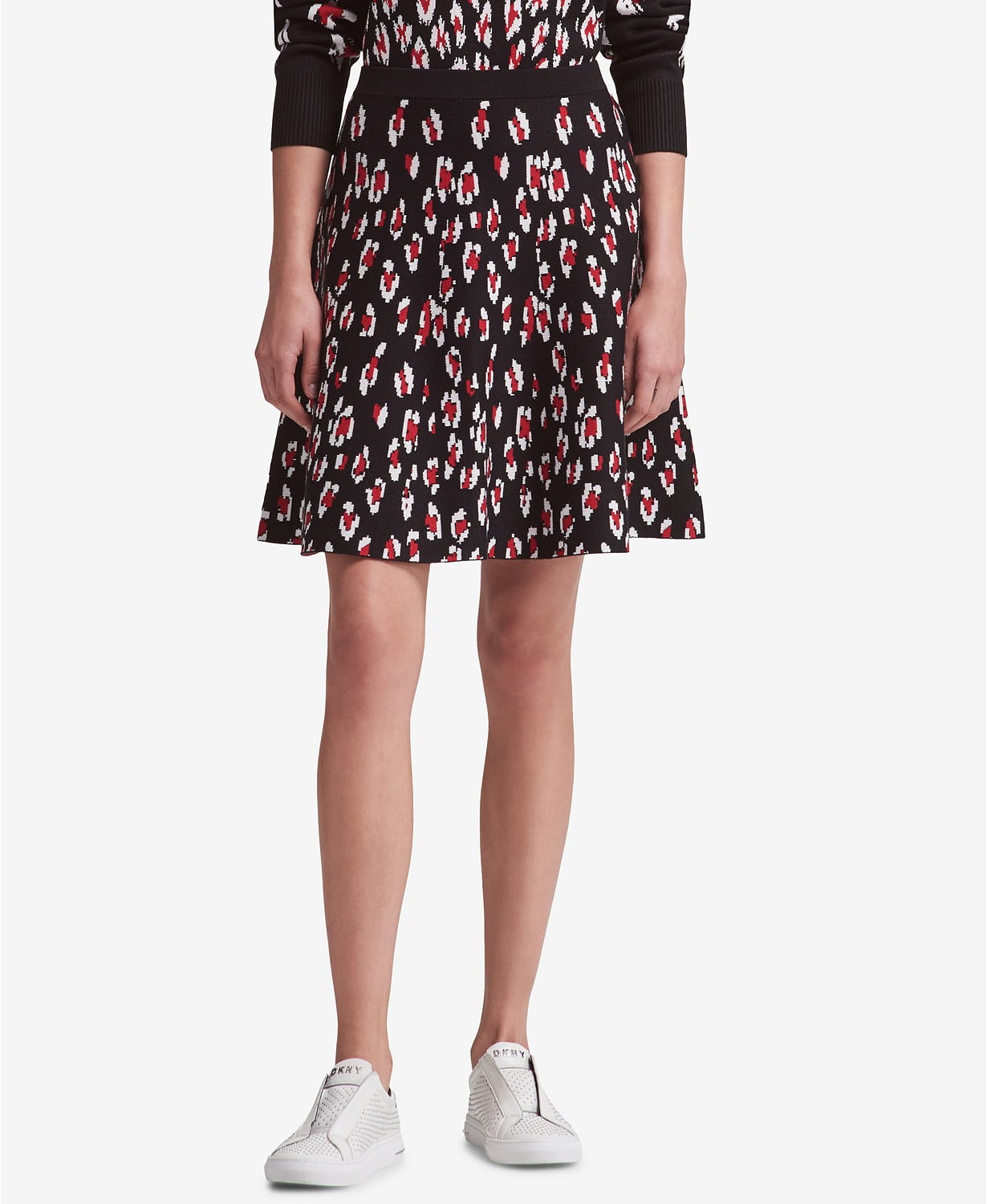 DKNY Skirts Women's Medium Printed Knitted Pull On ALine Skirt M