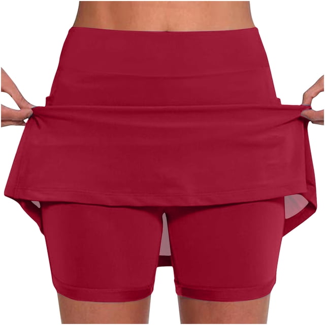 FAIWAD Plus Size Tennis Skorts for Woman Athletic Golf Skorts with Pockets High Waisted Skirts with Inner Shorts