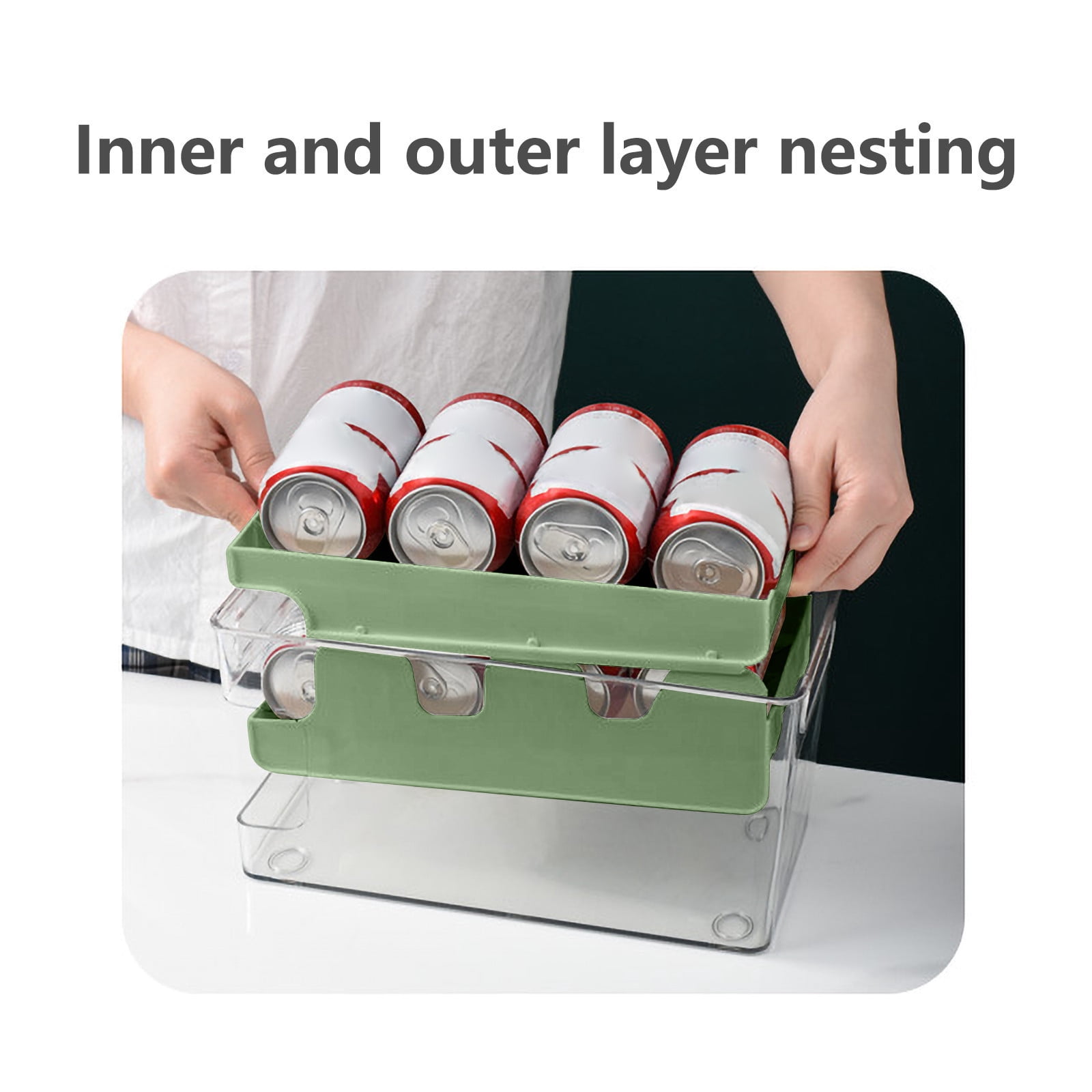 Viflosae Automatic Rolling Refrigerator Storage Box Double Layer Transparent Beer Cola Can Organizer Pantry Fridge Shelf Space Saver Efficient Kitchen