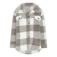 Dazajoo Vacation Deals Womens Plus Size Flannel Jacket Casual Long