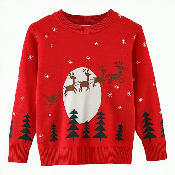 Ccpelsie Boys and Toddler Casual Pullover Sweaters Kids Fall Winter Warm Knit Jumper Tops for Big/Little Kids(Red,4-5Y)