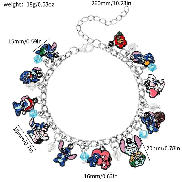 Disney-pulsera de esmalte de Lilo & Stitch para mujer, joyería de moda periférica de Anime, accesorios de mano de dibujos animados creativos, bricolaje