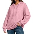 thumbnail image 2 of Taqqpue Women Long Sleeve Shirts Lightweight Drawstring Hooded Sweatshirt Loose Fit Fall Winter Oversized Pullovers Tops with Pockets for Women, 2 of 6