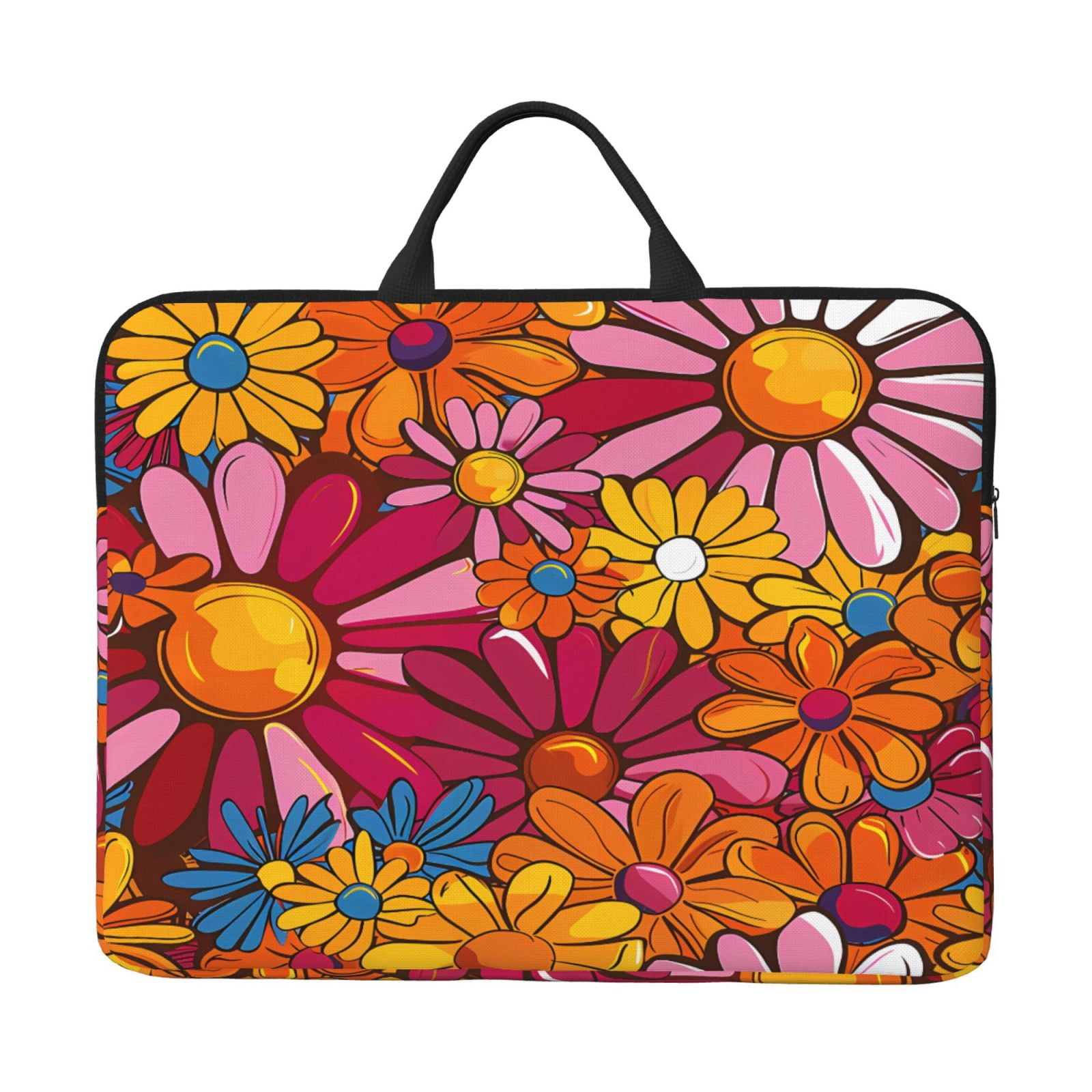 Laptop Sleeve Bag For Women Men 14inch Waterproof Durable Protective Computer Carrying Cover Handle Laptop Case Bag Colorful Floral Pattern Groovy Flowers (3)
