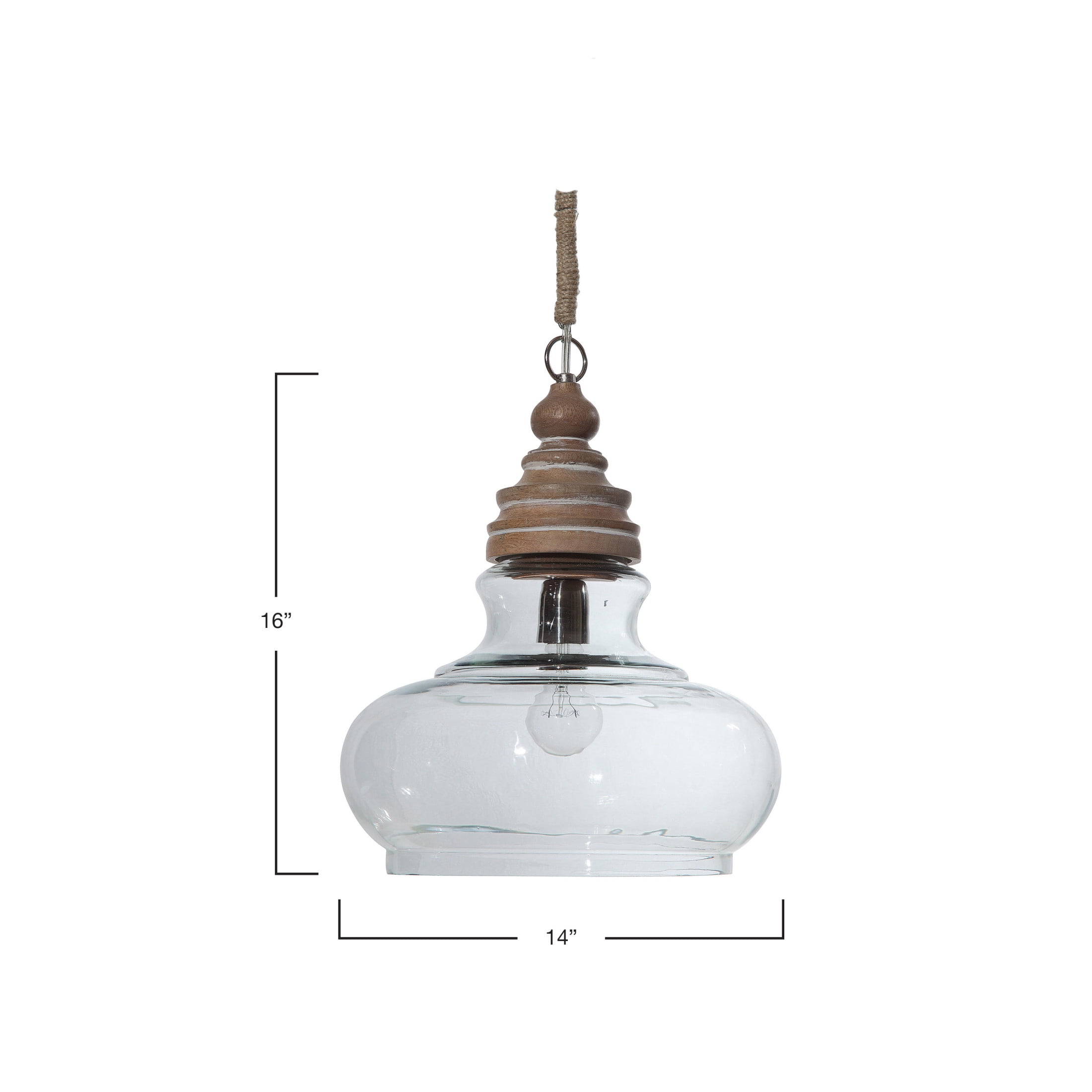 Creative Co-Op Distressed Mango Wood Ceiling Light, Cream and Natural