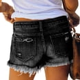 thumbnail image 4 of Pull On Jean Shorts for Women High Waisted Trendy Summer Casual Ripped Cutoff Stretchy Distressed Denim Shorts Black S, 4 of 5