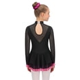 thumbnail image 2 of Doomiva Kids Girl's Sparkly Long Sleeve Figure Ice Skating Dance Dress Gymnastics Skirted Leotard Dress and Hair Band Set Hot Pink 16, 2 of 5