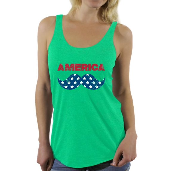 Awkward Styles Women's America Patriotic Mustache Graphic Racerback Tank Tops USA Independence Day 4th of July