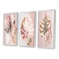thumbnail image 3 of Designart "Botanical Leaf in Artistic Detail I" Floral Ferns Framed Wall Art Set Of 3 - Pink Ferns Frame Gallery Wall Set For Home Decor, 3 of 6