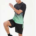 thumbnail image 3 of Men's Workout Outfit Sets Mesh Breathable Quick Dry T-Shirt and Elastic Shorts 2-Piece Running Fitness Exercise Set Gradient Color Athletic Sportswear for Men, 3 of 7